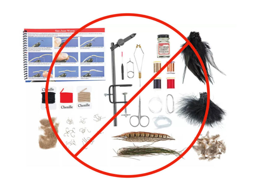 Fly Tying Kit Starting the Wrong way circle with line through it
